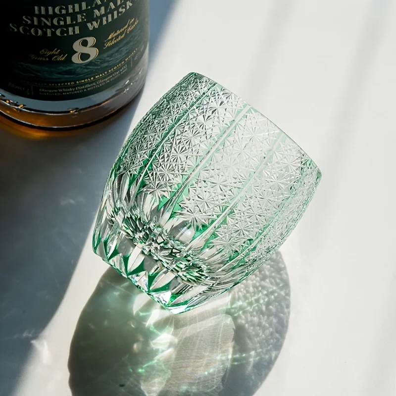 Light Green Gypsophila Crystal Glass Upscale Hand Carving Wine Gifts Cup For Christmas, Thanksgiving, Birthdays, Anniversaries