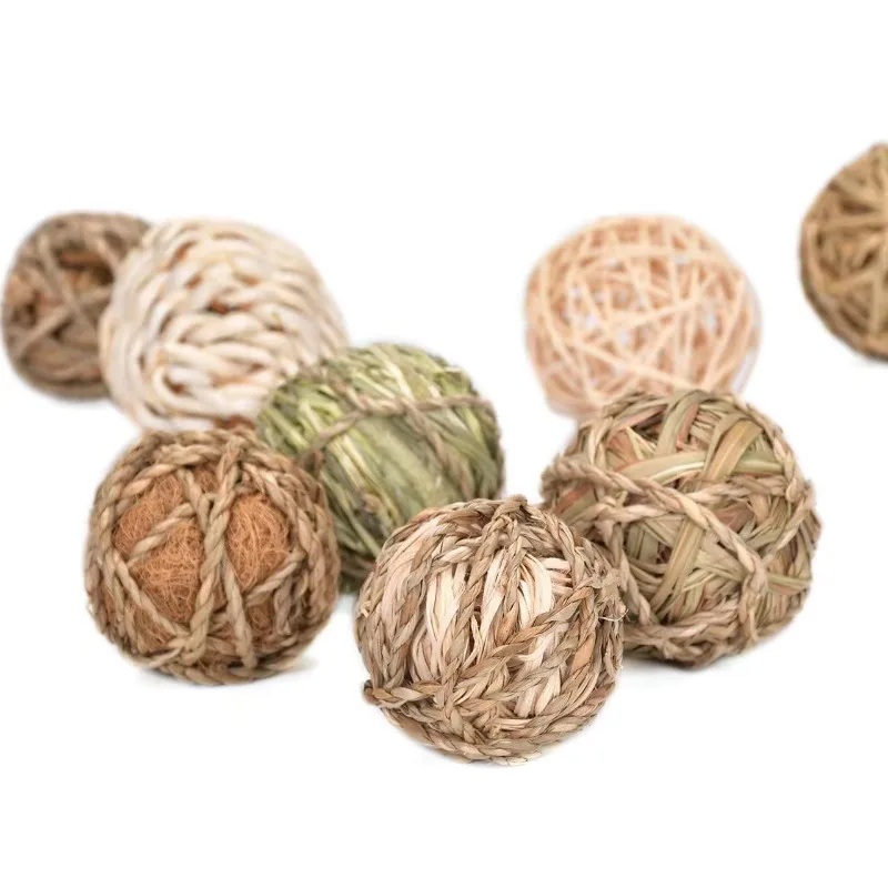 

Timothy Hay Woven Grass Balls Natural Chew Toy For Rabbits Guinea Pigs Hamsters Chinchillas Birds Molar Grinding Enrichment Play