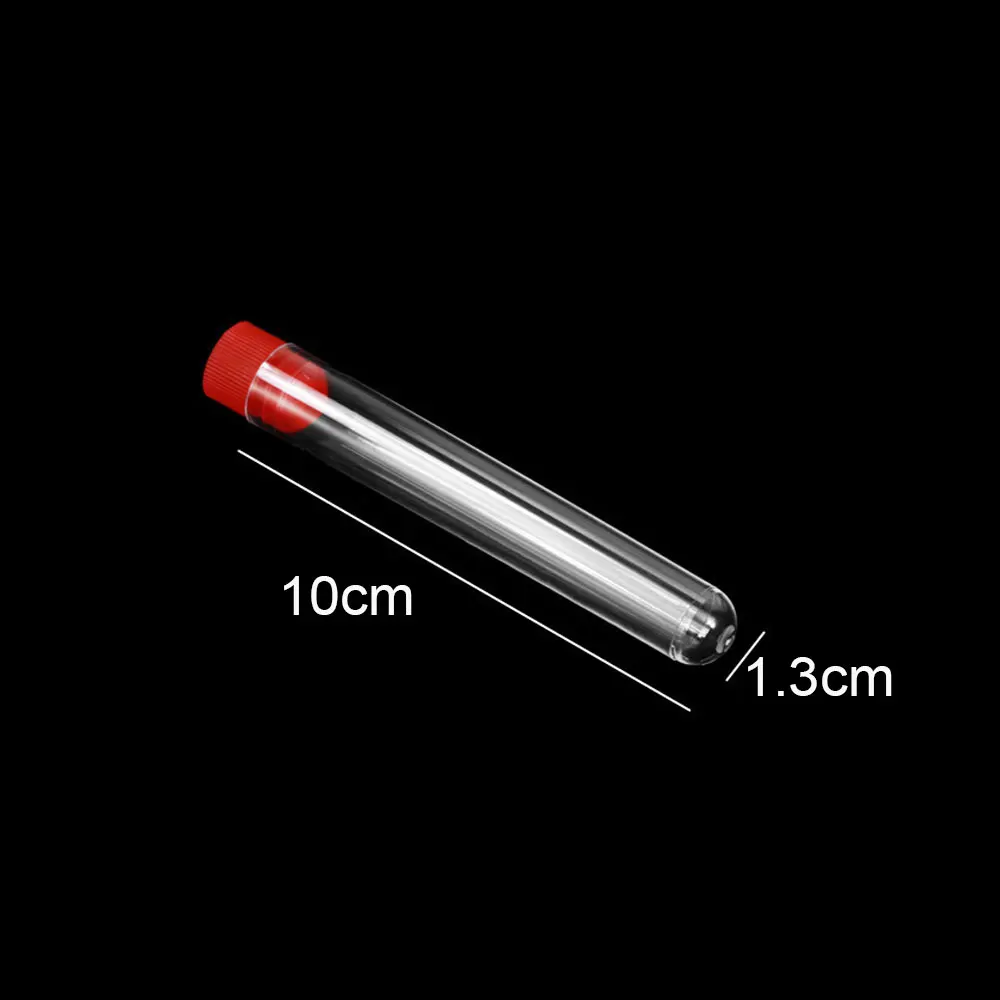 Disposable 12*100mm Hard Plastic Transparent Test Tubes With Cap 6ml Round Bottom Test Tube Laboratory Supplies