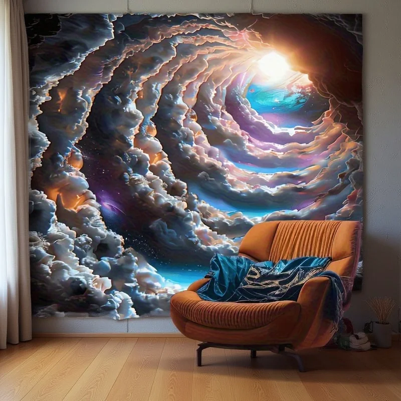 Cosmic Cloud Tunnel Tapestry Space Art Galaxy Sky Wall Hanging Astronomical Decor Fantasy Universe Living Room Print