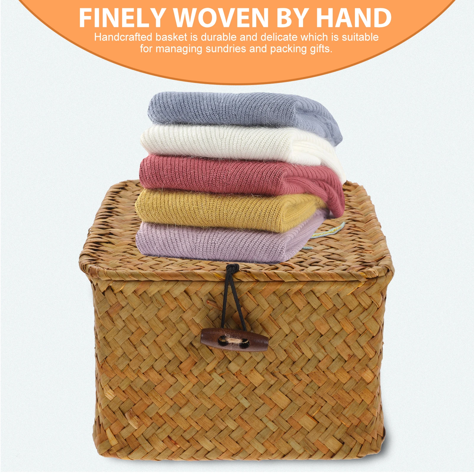 

Hand Natural Rattan Storage Basket Gift Box Farmhouse Style Desktop Sundry Organizer Woven Container For Home Decor Gift