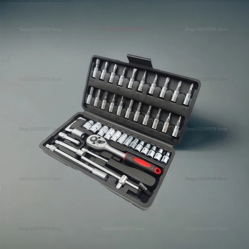46 stücke Steckschlüssel Set Auto Reparatur Tool Kit Haushalt DIY Ratsche Schraubendreher Auto Reparatur Hardware Toolbox