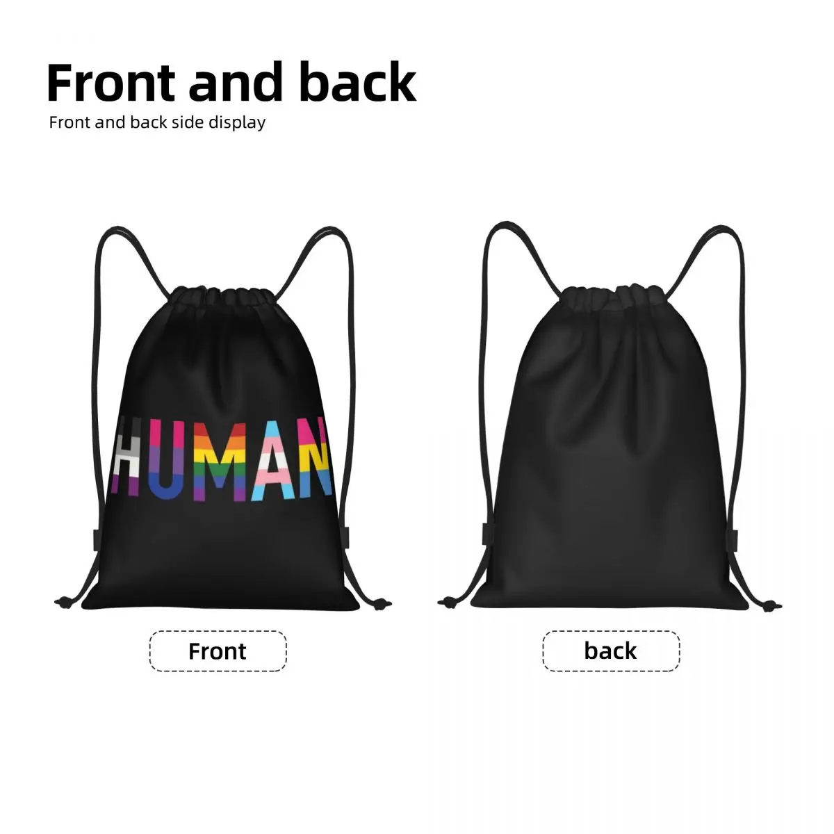 Custom Human Lgbt Trekkoord Rugzak Tassen Vrouwen Mannen Lichtgewicht Gay Pride Gym Sport Sackpack Zakken Om Te Winkelen