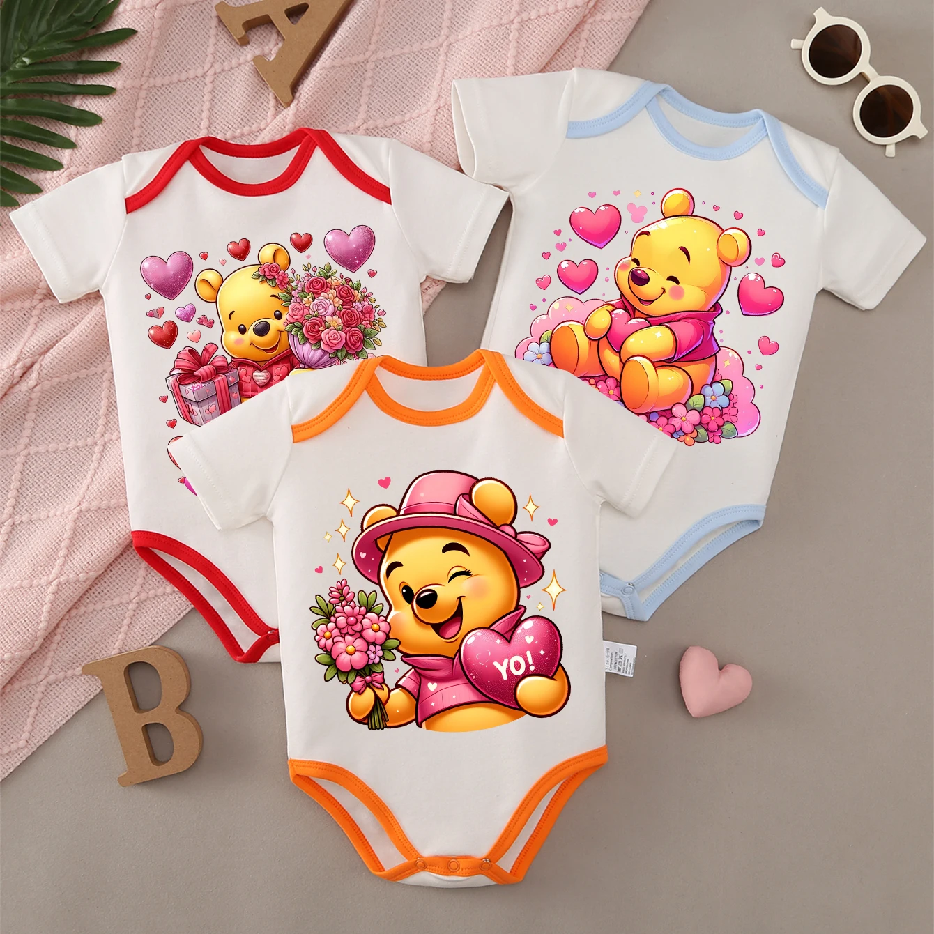 

100% Cotton Baby Clothe Baby Onesie Bodysuit Winnie The Pooh Cute Print for 0 To 12 Months Newborn