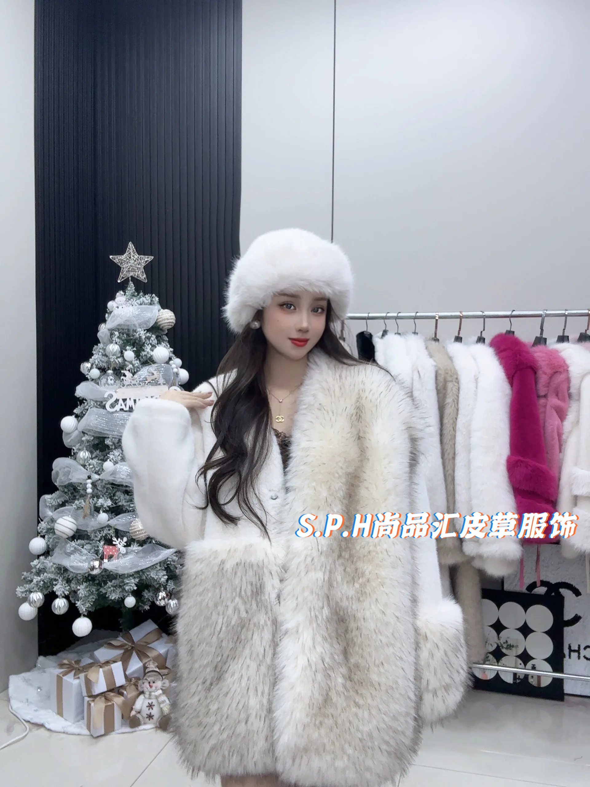 New Women's European Mink Winter Toka Fox Fur Two-Color Thickened Warm Irregular Long Sleeve Atmospheric Fashion Elegant Coat