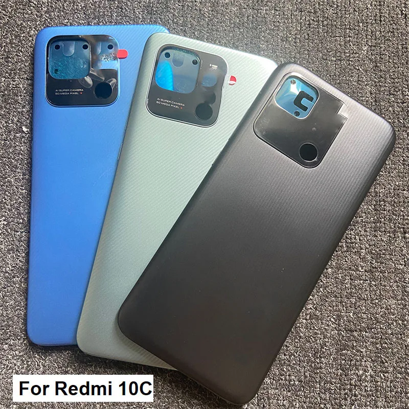 

6.71" New For Xiaomi Redmi 10C Back Battery Cover Glass Rear Door Housing Case Panel Global 220333QBI