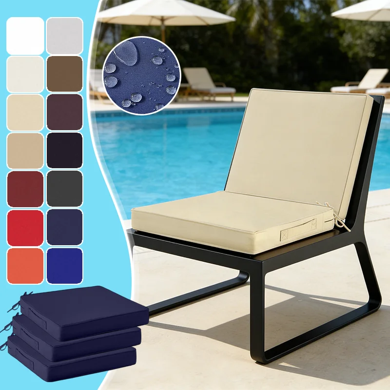 

1PC Square Waterproof Outdoor Deep Seat Cushion Quick-Dry UV-Protected Pad Mat with Removable Cover for Patio Poolside Loungers
