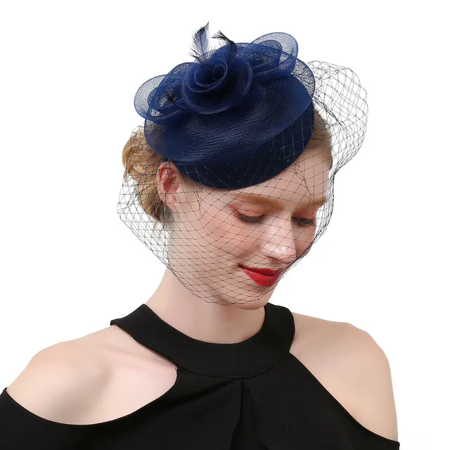 Wedding Church Feather Hat Mesh Headpiece Women Girls Mesh Fascinators Hat Cocktail Party Headband Headpiece Wedding Hat