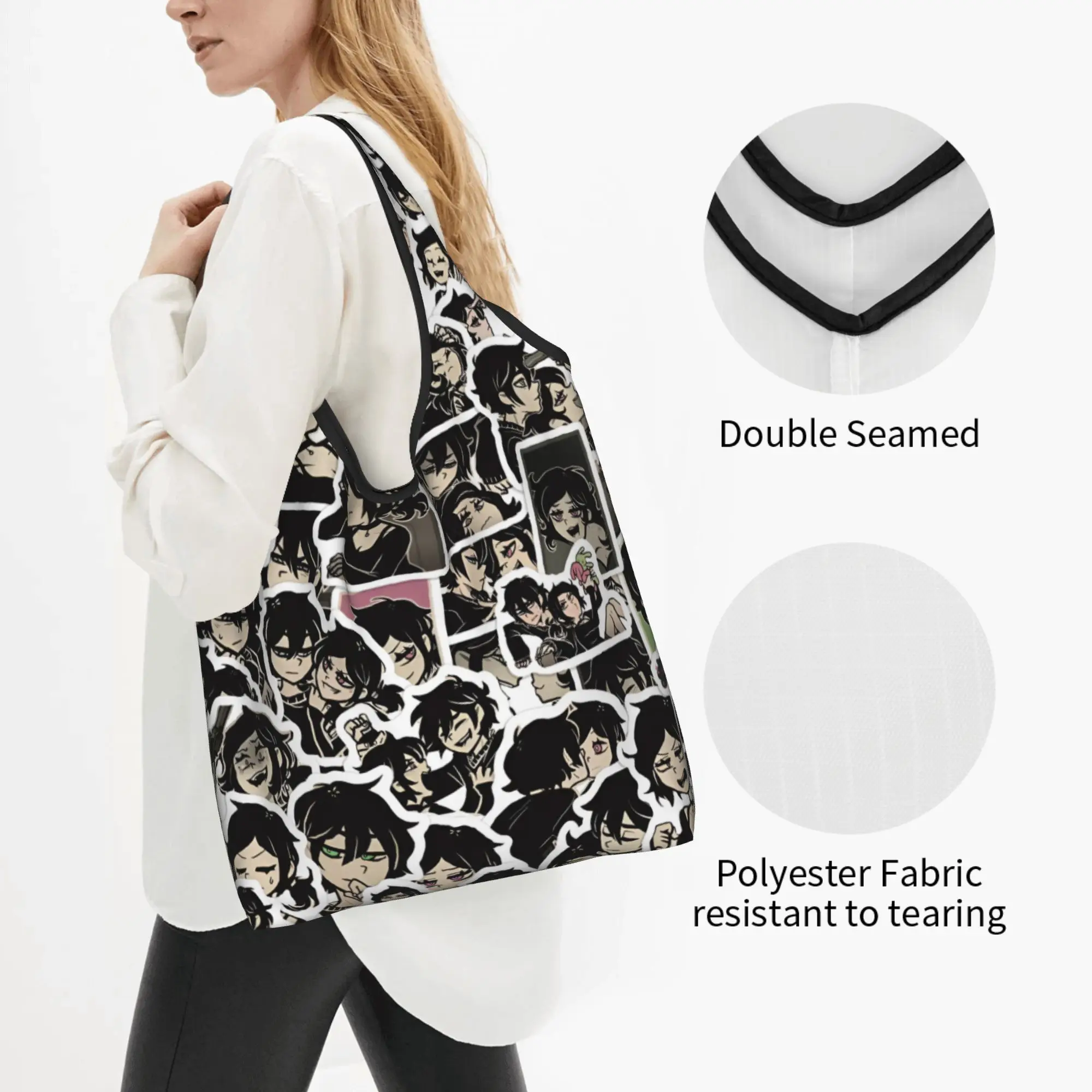 Fashion Print A-Andys L-Leyleys Anime Tote Shopping Bags Portable Shopper Shoulder Comic  Handbag