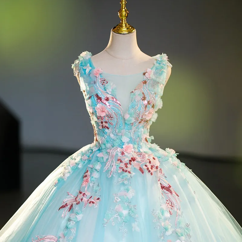 Customized Ball Gown Women Quinceanera Dress Appliques V Neck Prom Party Birthday Gowns Formal Vestido De Fiesta robes de soirée