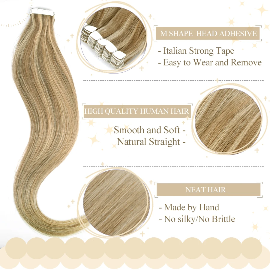 Zuria Human Hair Extensions 10 Stuks Minitape In Haarstukjes Plakband Originele Natuurlijke Rechte Pruiken Voor Vrouwen 12-24Inch