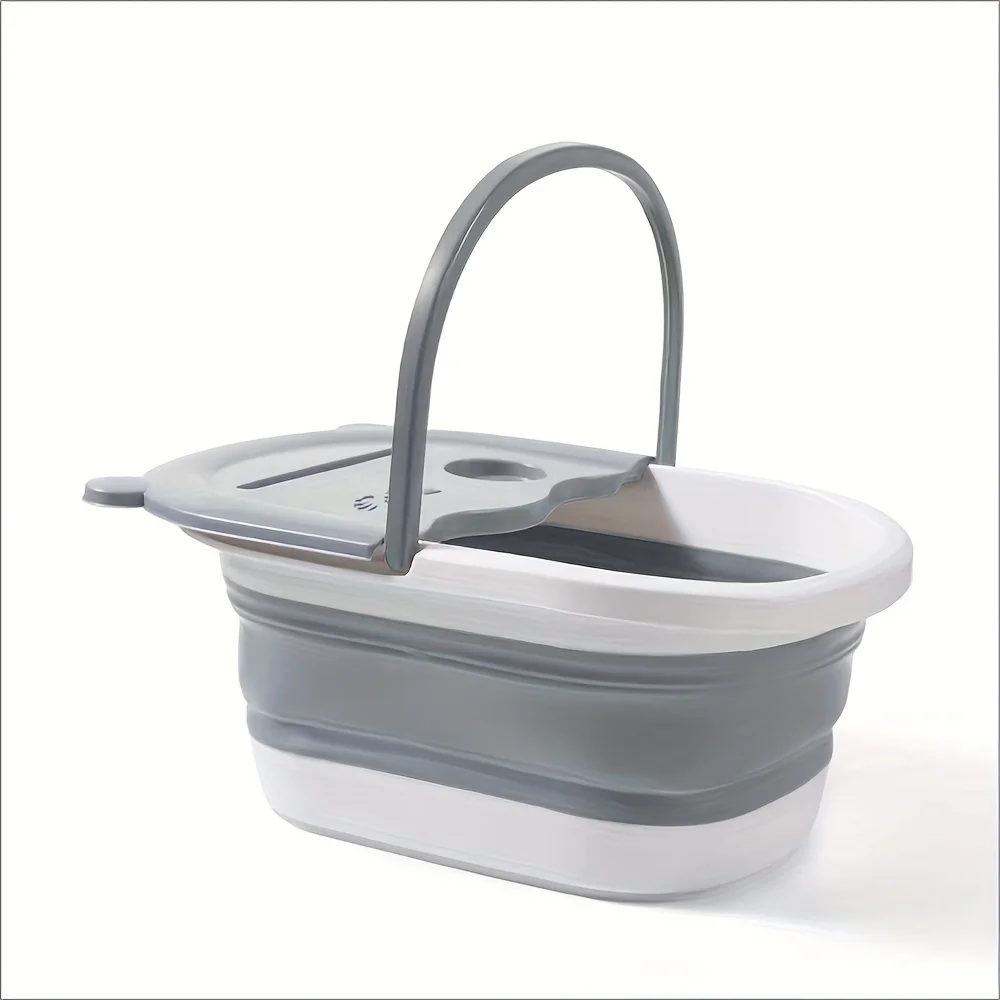 

Collapsible Foot Bath Basin Portable Foldable Bear Design Plastic Wash Tub with Massage Points for Home Spa Winter Bathroom