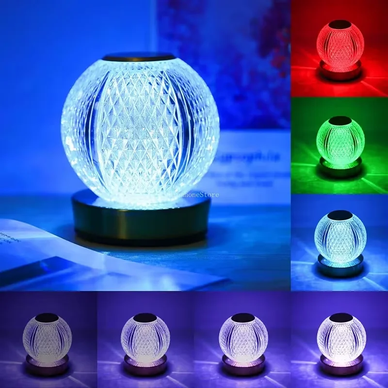 Creative Acrylic Spherical Table Lamp, Bedroom Bedside Lamp, Dimmable, Night Light, Desk Lamp—Perfect for Bedrooms, Bars, Restaurants, and Cafés