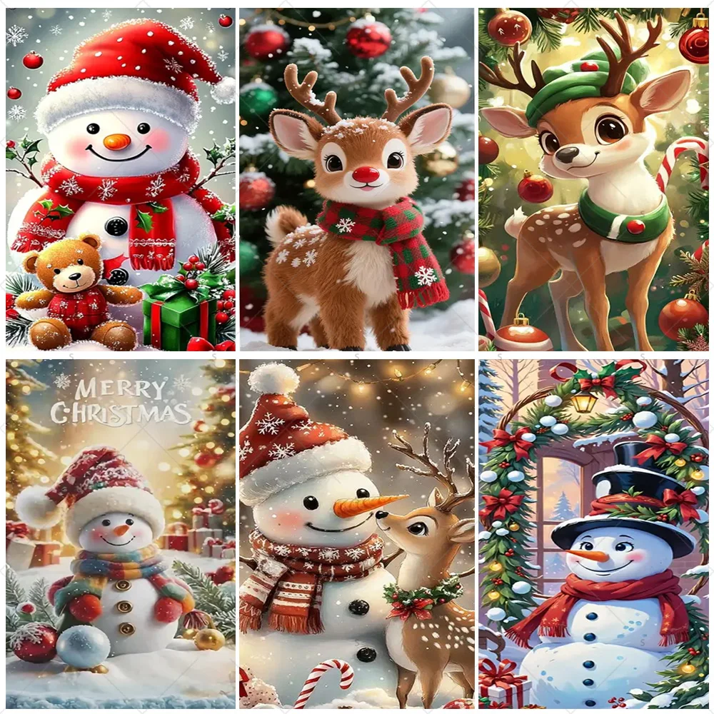 

Winter Christmas Door Cover Decoration Snowman Reindeer Background Indoor Outdoor Porch Party Supplies Photography Backdrop