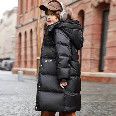 เสื้อแจ็คเก็ตเด็กผู้ชาย OLEKID รุ่น Winter Boy Down Jacket ขนเป็ดขาว หนานุ่ม อุ่น ยาว สำหรับวัยรุ่น อายุ 6-14 ปี เสื้อโค้ทกันหนาวสำหรับเด็ก