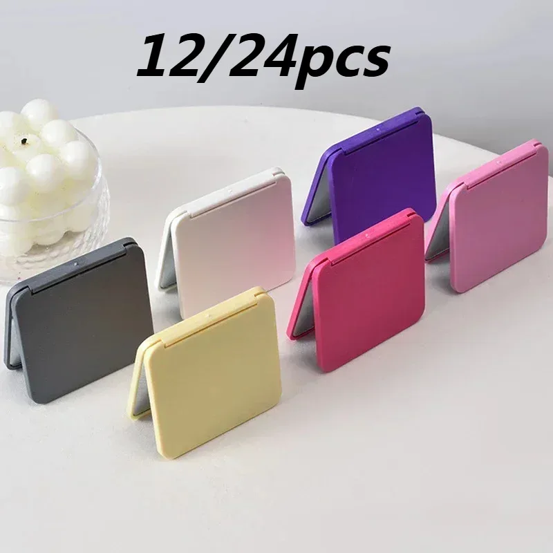

12/24pc Cute Portable Mini 2-face Square Double-sided Pocket Size Compact Makeup Mirror For Girls Gift Multiple Colors Available