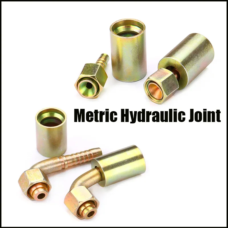 1set Hydraulic Hose Connector Joint Metric M10-M42 to Pipe 6mm-25mm Barbed Tube Fitting Connector Compression Sheath Fitting