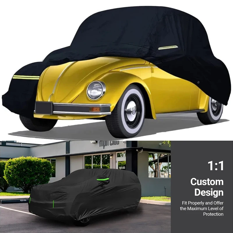 

Водонепроницаемый автомобильный чехол для Volkswagen Beetle 1960-1980, всепогодные автомобильные чехлы с дверцей на молнии для защиты от снега, дождя, пыли и града