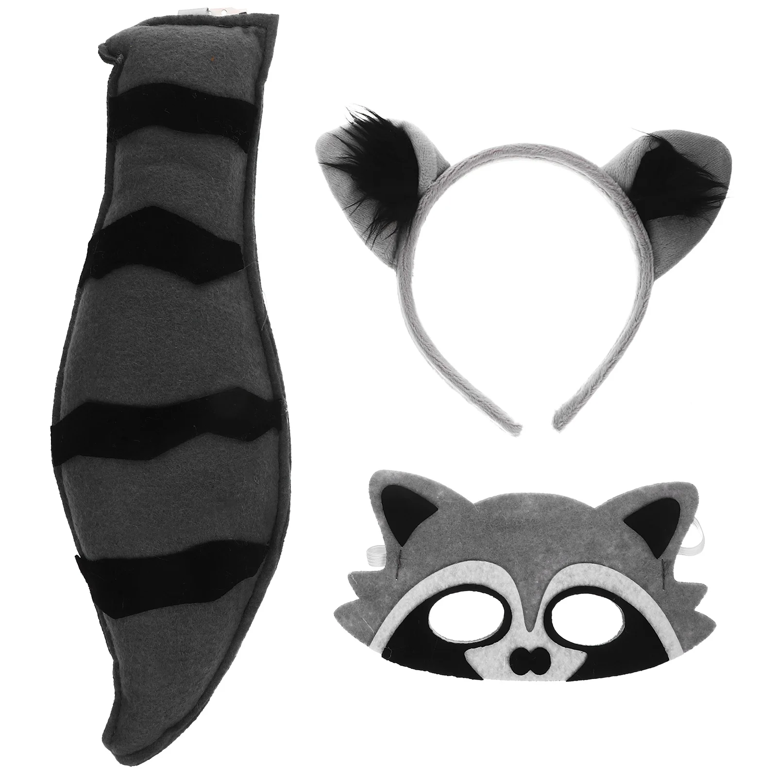 1Set Waschbär Tier Cosplay Set Ohr Stirnband Maske Schwanz Weiche PP Baumwolle Material Festival Party Kostüm Zubehör