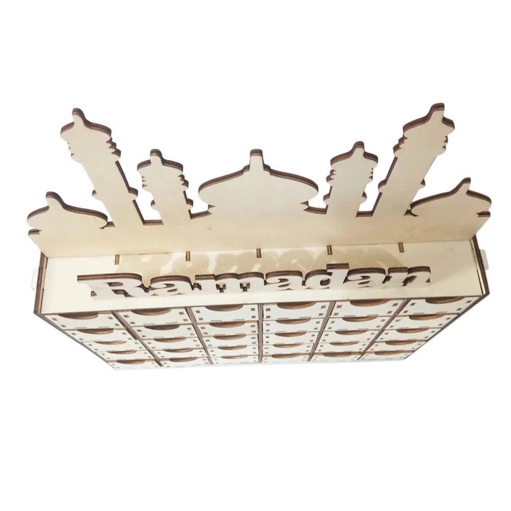 

Eid Wooden Craft Drawer with English Letter Design Ramadan Countdown Decor for Home Holiday Decoration Eid Drawer