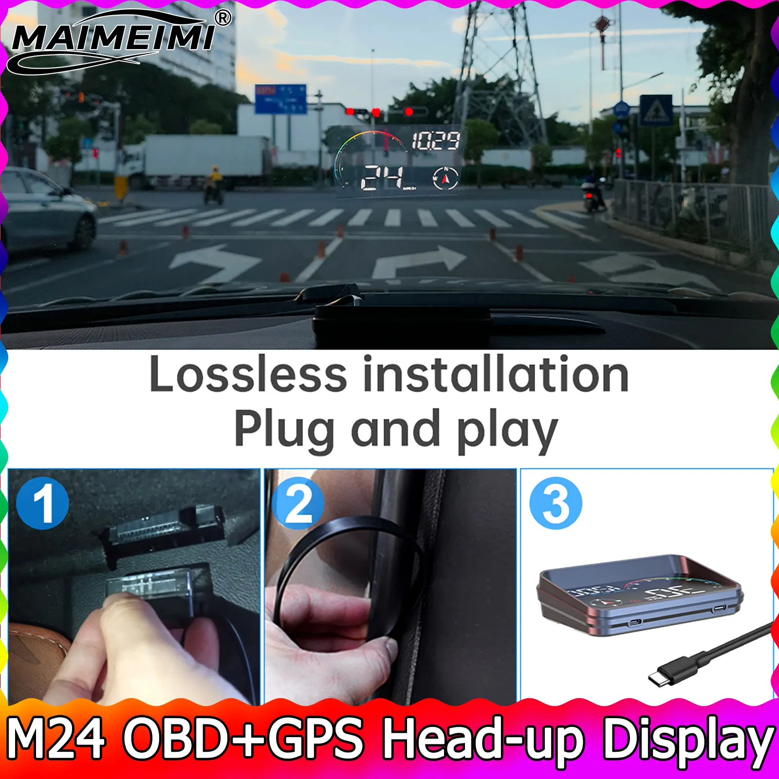 

﻿ M24 HUD OBD + GPS Двойная система Тахометр скорости автомобиля Температура воды Расход топлива Время напряжения Один время вождения