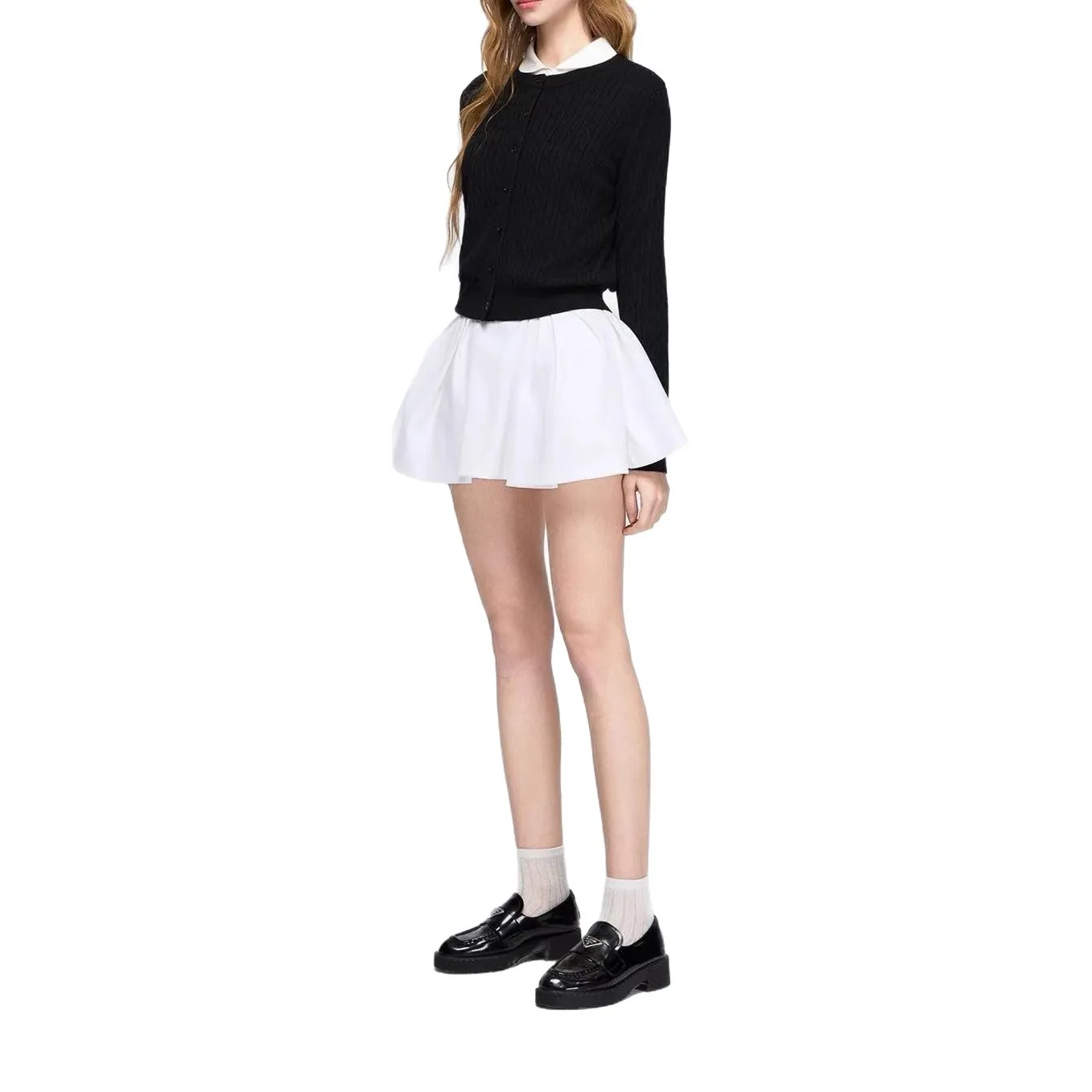 UMI MAO Three-dimensional Cable-knit Wool Blend Cardigan Round-neck Sweater Long-sleeved Outerwear Women Autumn Femme view 5