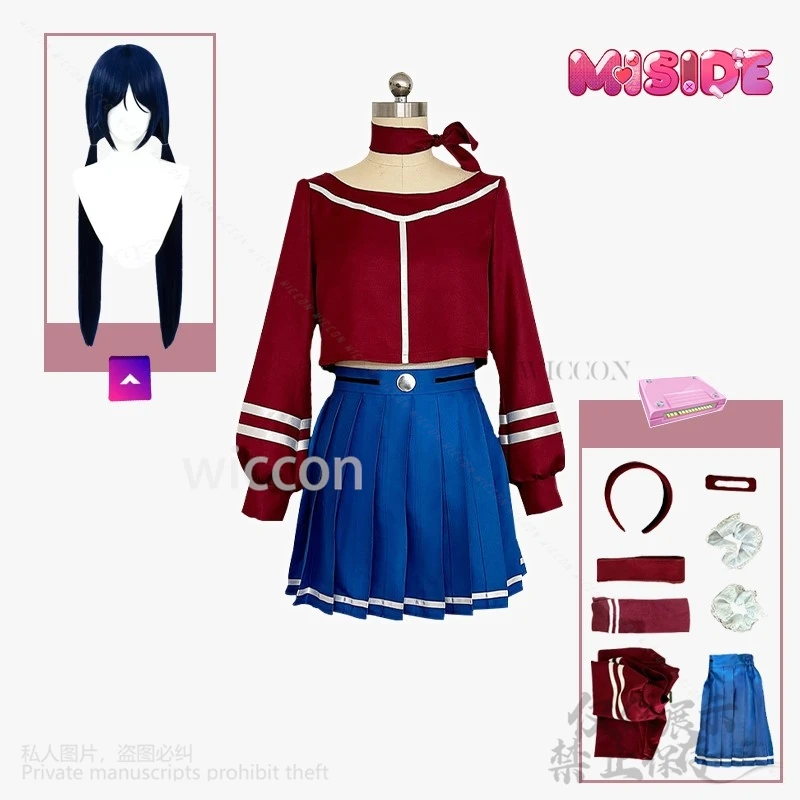 Anime Game MiSide Crazy Mita Cosplay Costume Мита Wig RolePlay Women Sexy Girls Uniform Dress Hat Shoes For Halloween Customized