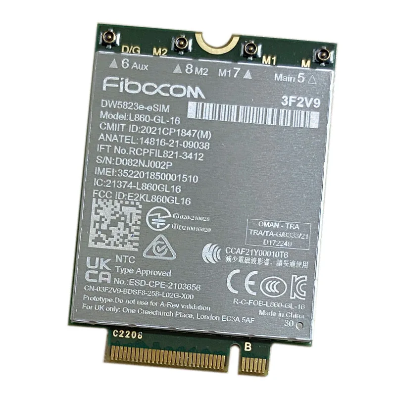 DW5823e DW5823e-eSIM L860-GL-16 CAT16 multimode persévérance WCDMA Tech Global réseau 1Gbps Pour Latitude 5440 5540 7440 7640