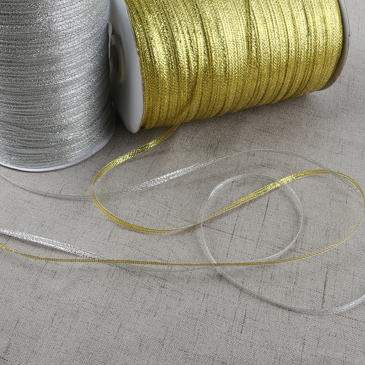 20 Yards 4mm Sewing Glitter Fabric Ribbon Crafts Golden Packaging Ribbons Wedding Home Decor Supplies Gift Wrapping Packing Tape
