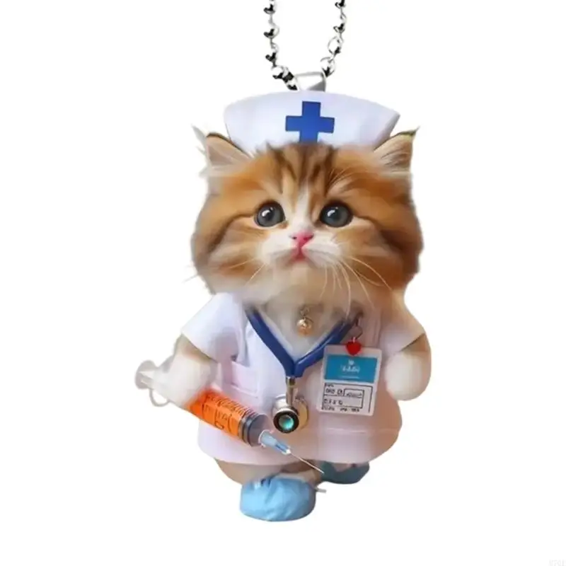 

M76E Reusable Acrylic Nurse Feline Vehicle Ornament Motorcycle Hanging Decoration For Holiday Winter Theme Party Supplies
