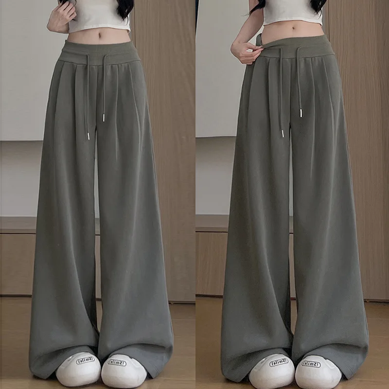 

American Women's Sweatpants 2025 New Wide-Leg Loose BF Korean Style Lazy Comfortable Relaxed Feel Autumn Pants
