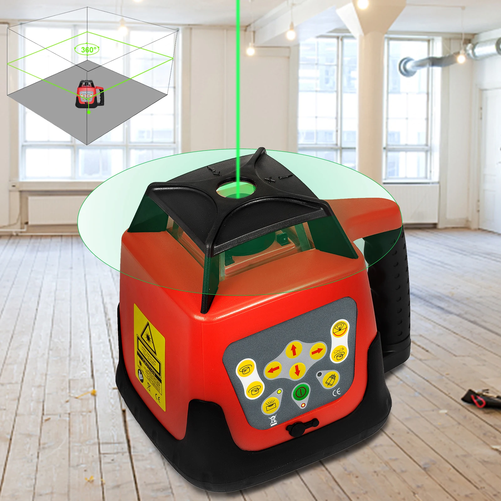 SucceBuy 360° Rotary Laser Level Kit Self-Leveling 500M Vertical Horizontal Cross Line Measurement Instruments Construction