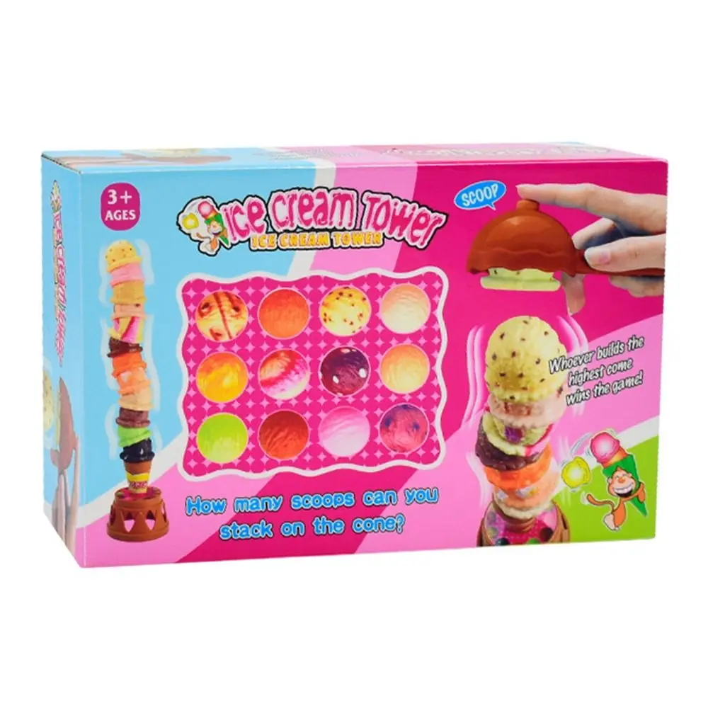 Multicolor Stackable Ice Cream Toy Plastic Hand-eye Coordination Play Kitchen Set Grip Parent-child Communication