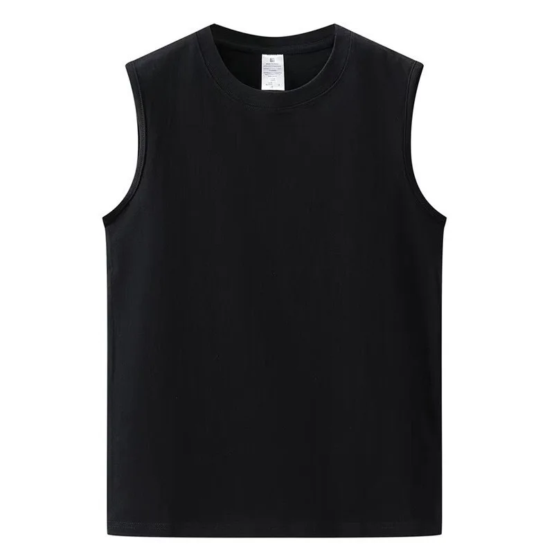 Summer Men's Sleeveless T Shirt New Fashion Summer Basic 100% Cotton Men Women Boyfriend Tank Tops Black White Gray image 5