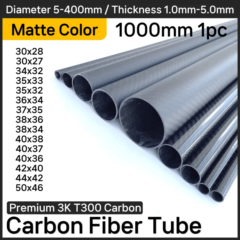 

1Pcs Length 1000mm Carbon Fiber Tube OD 30-60mm 3K Twill Matte Pipe High Composite Hardness Material for RC Airplane Parts