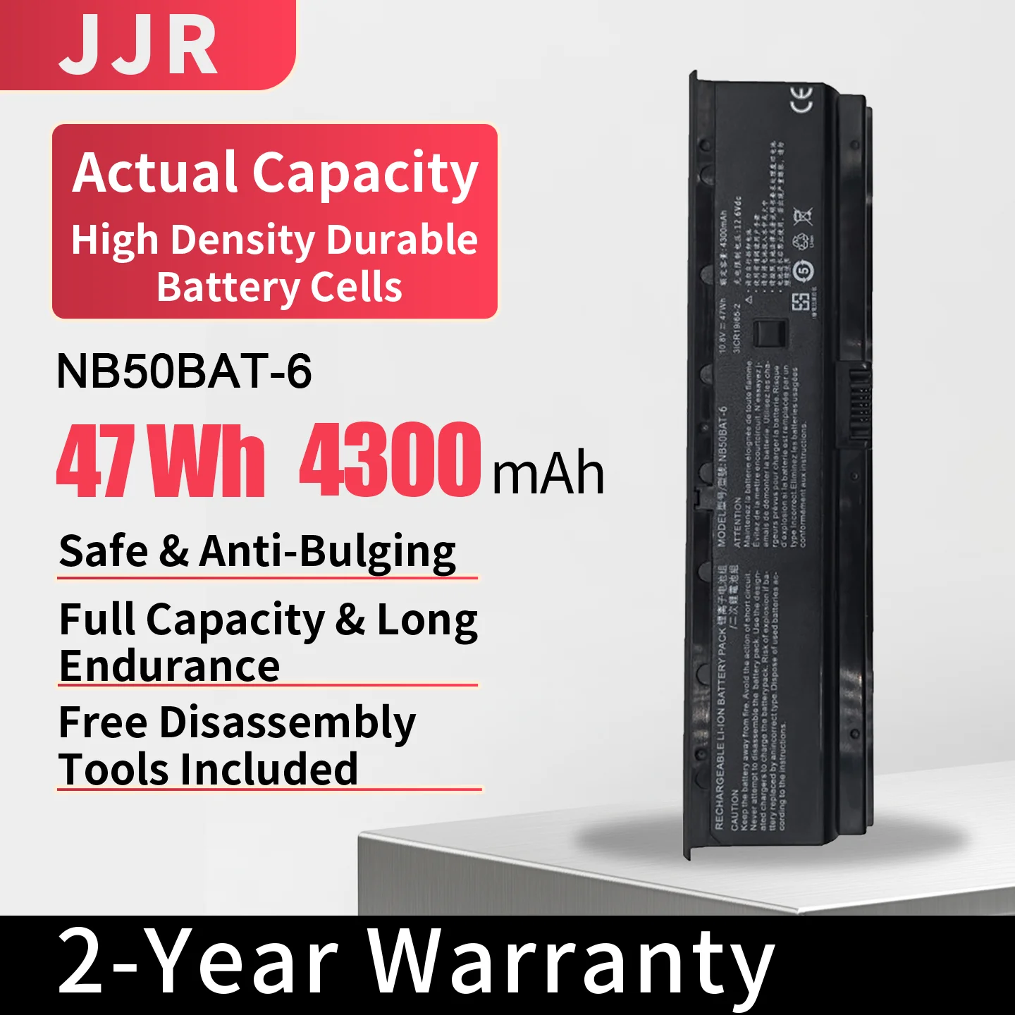 NB50BAT-6 47Wh/4300mAh 10.8V Replacement Laptop Battery for Hasee ZX6‑CT5A2 CT5H2 CNB5S02 Destroyer DD2 / DD3