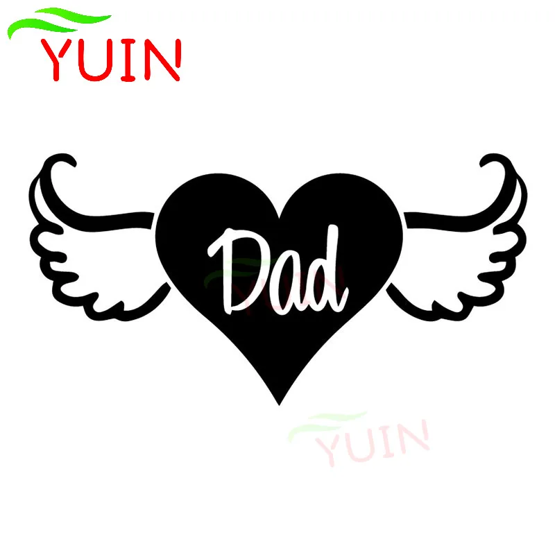 Personality Car Sticker Dad Heart Angel Wings Cars Decal Fashion Body Window Decoration PVC Waterproof Sunscreen Auto Stickers