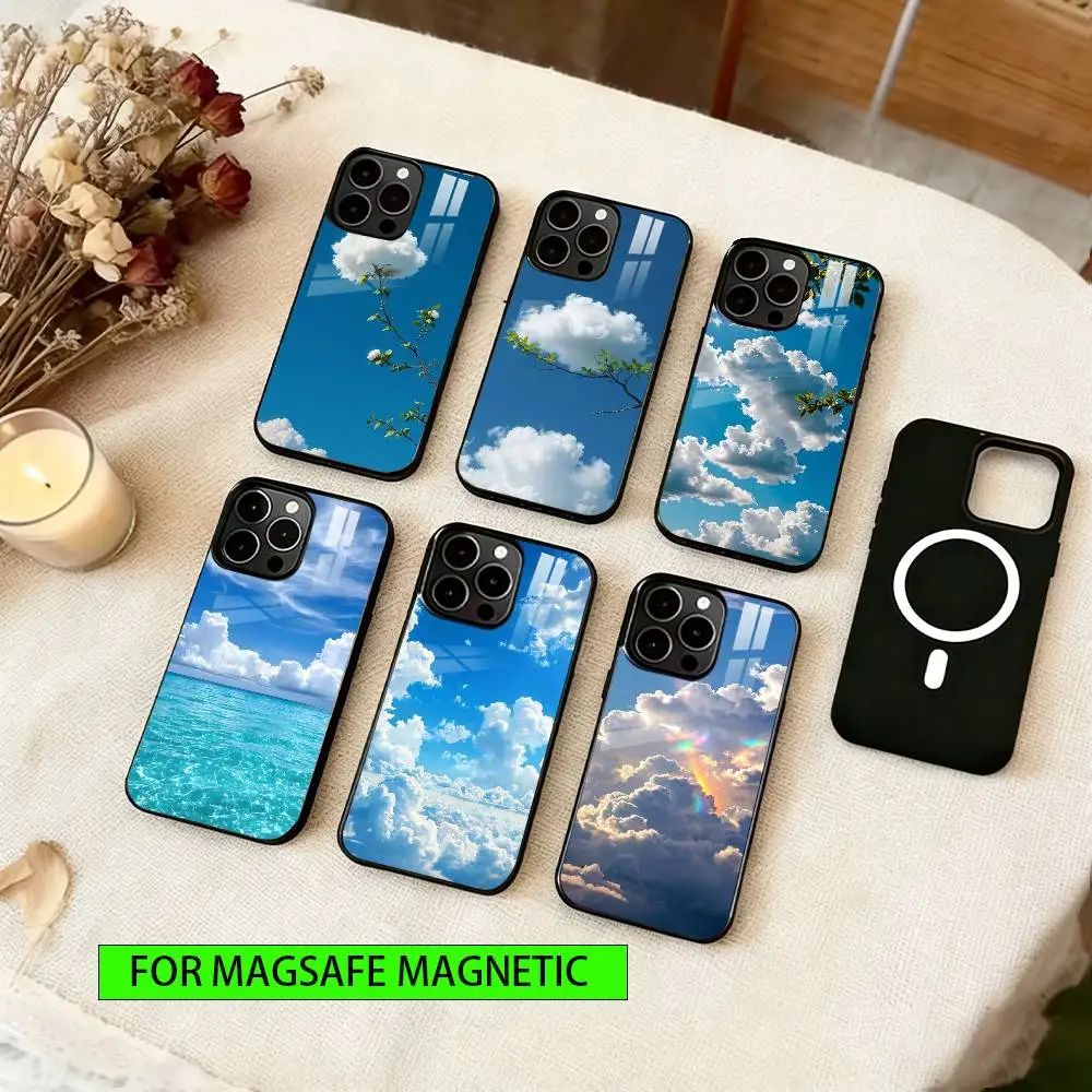 

Aesthetic Healing Sky Phone Case For iPhone17,16,15,14,13,12,11 Plus,Pro Magnetic with Magsafe Wireless Charging