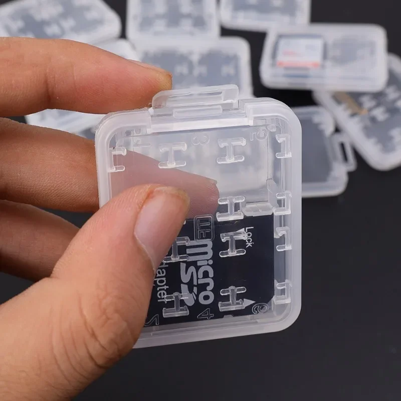 1-5pcs 8 in 1 Protector Holder Plastic Transparent mini For SD SDHC TF MS Memory Card Storage Case Bag Memory Card Protecter Box