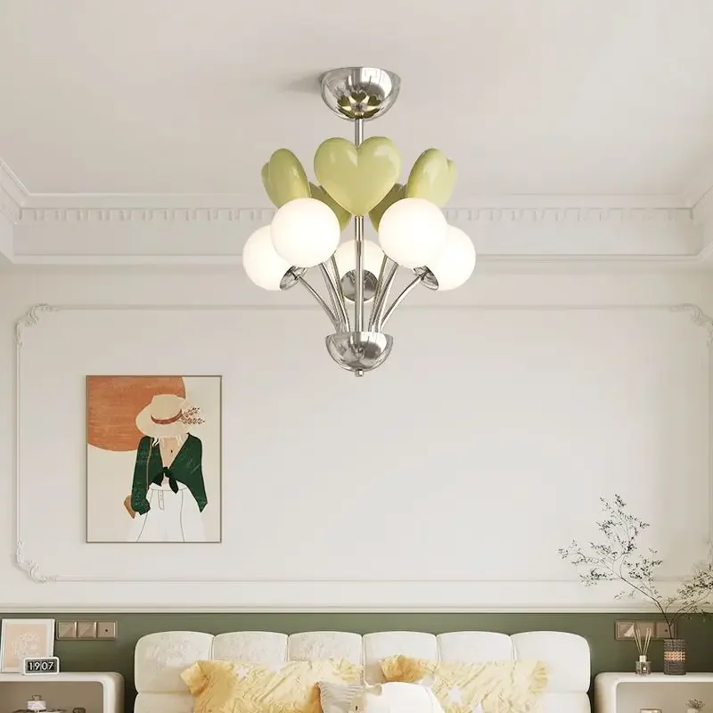 Cream Wind Children Room Study Love Chandelier Nordic Modern Minimalist Personality Creative Decorative Lights Hanging Lamp