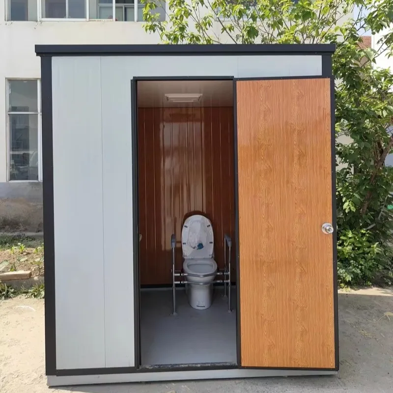 Outdoor prefabricated bathroom unit with convenient outdoor shower enclosure