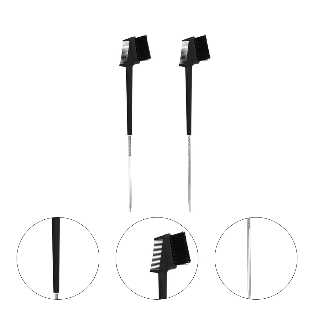 2Pcs Eyebrow Eyelash Brush Dual Purpose Black Tool Portable Brow Comb Mascara Brush Multifunctional Makeup Tool