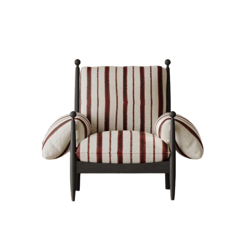 

Single chair leisure sofa solid wood high backrest household French antique light luxury lazy chair