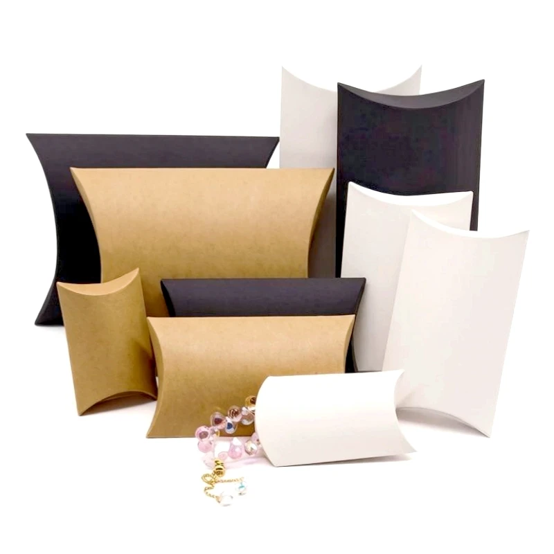 

DIY blank paper gift box. Mutli size pillow gift box, kraft paper/white/black, 10 pieces