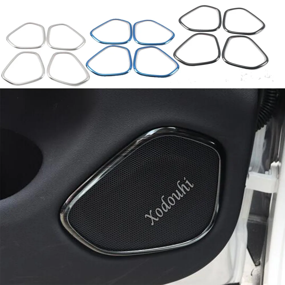 Styling Stick Stainless Steel For Volvo XC60 2018 2019 2020 2021 Inside Audio Speak Sound Cover Ring Circle Lamp Trim 4pcs