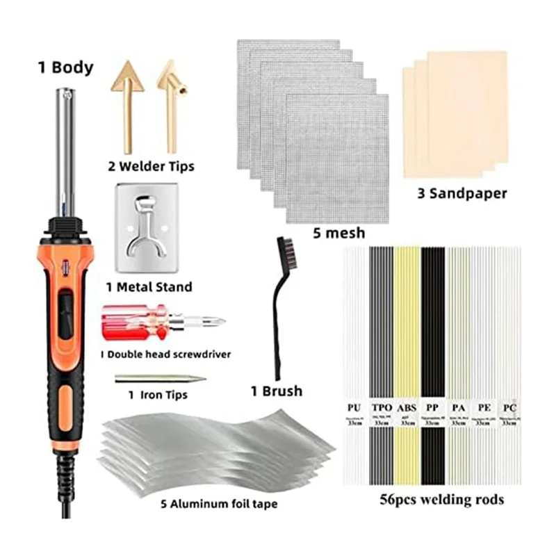 

Plastic Welder - 100W Plastic Welding Kit Welding Iron Gunwith 56 Rods, Surface Repair Tool Easy Install For Carbumpers US Plug-