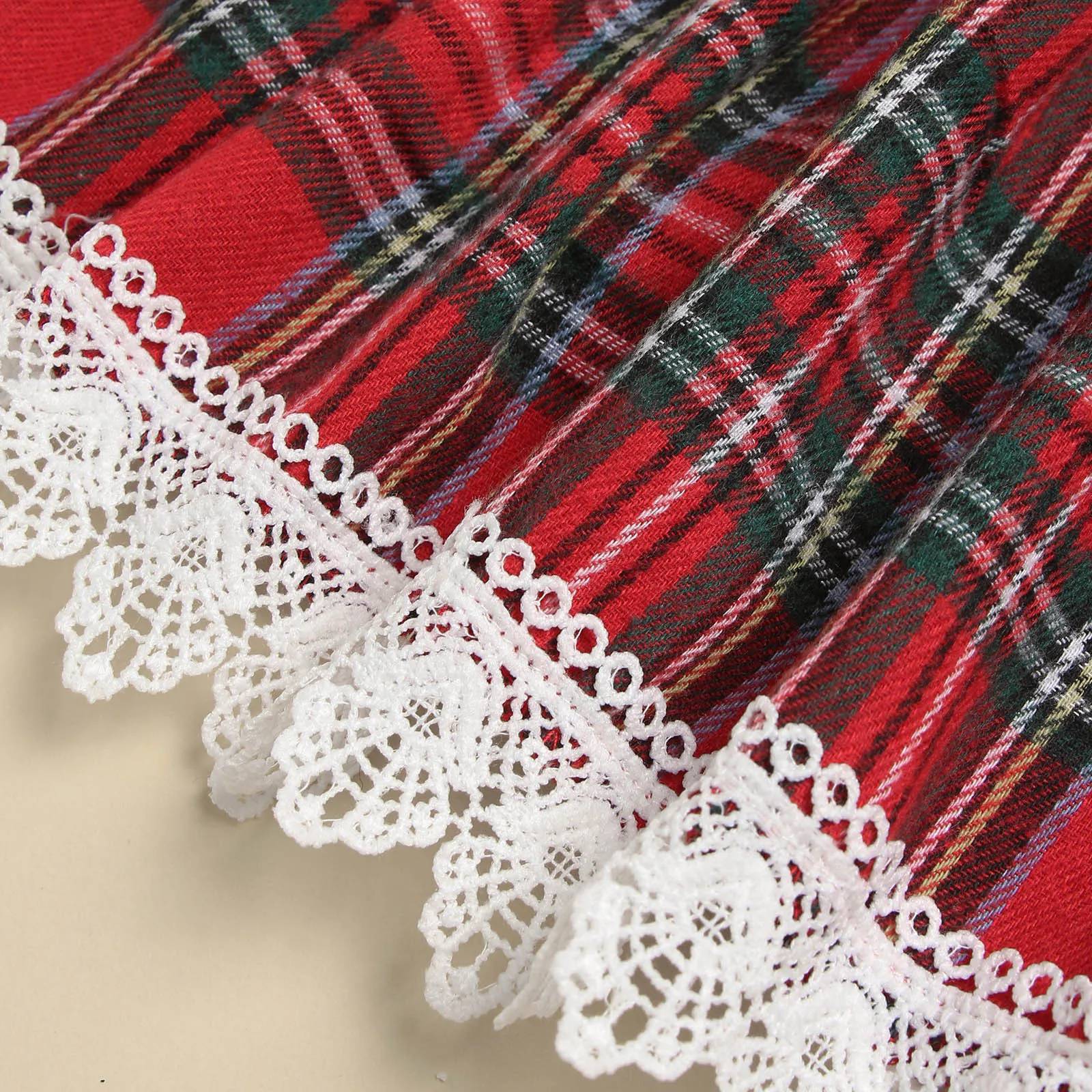 Moda Natale Abiti per bambini Ragazze del bambino Natale Manica lunga Pizzo Stampe scozzesi Abito da principessa Xmas дет anale одеж Б