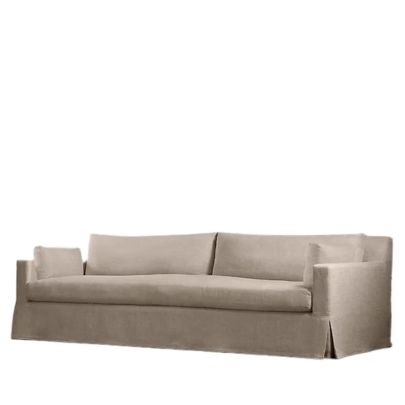 

Household double sofa French country retro linen fabric removable three-person sofa