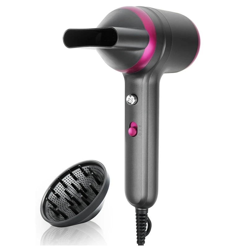 

With Diffuser 200 Million Ionic Blow Dryer 1800W Hairdryer Fast Drying For Woman 4C Thick Curly Hair EU Plug