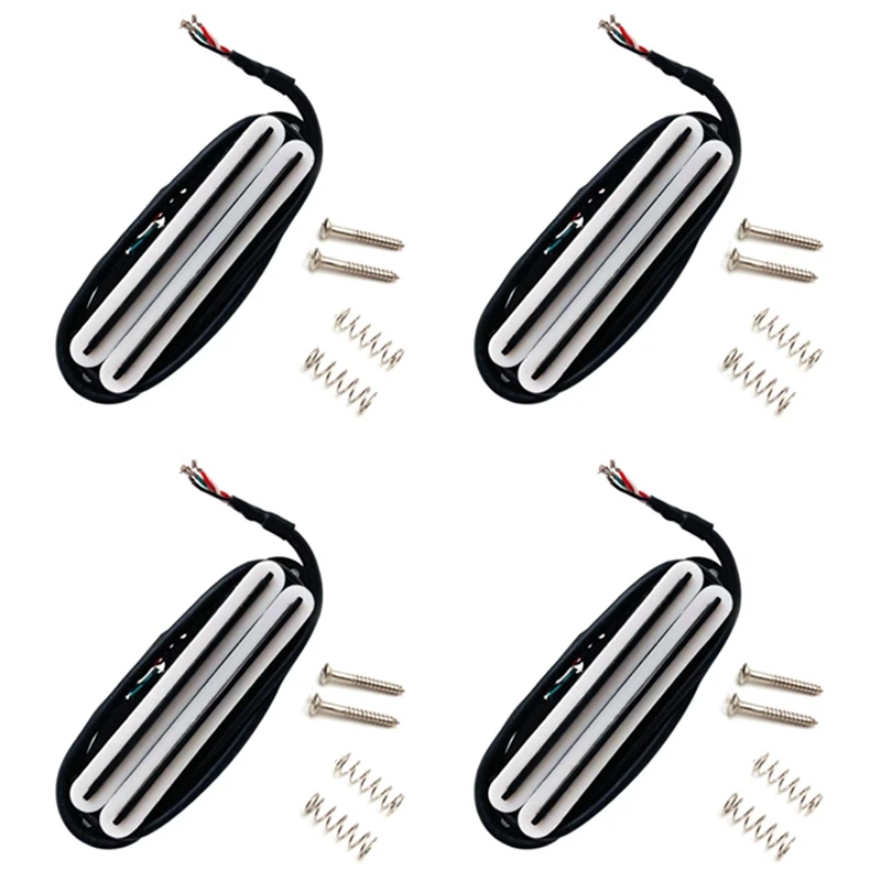 4X Hot Rail Pickups Double Track 11K Alnico5 Guitar Pickup Fit Fender Strat Squier Tele Electric Guitar, White